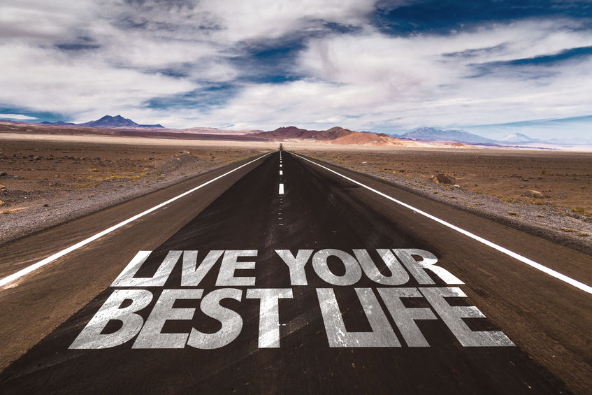 49560068 - live your best life written on desert road